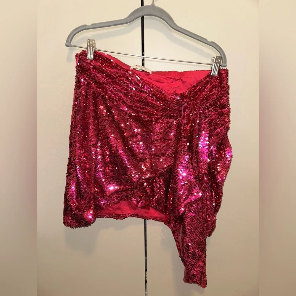 NWOT House of CB Sequin Pink Ruched Mini Skirt Size XL